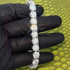 5 CT Round Cut Moissanite Men's Tennis Bracelet 14K White Gold Plated