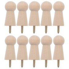  10pcs Wooden Shaker Peg Wood Screw-On Hooks Bathroom Coat Hangers Unfinished