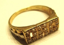 STERLING SILVER   GOLD PLATED BLING SPARKLING DAD RING SIZE W