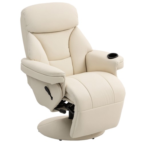 Cream leather recliner - cream,