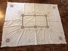 Vintage Retro cotton crochet lace embroidered tablecloth 198cm X 154cm Bedspread