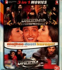 DHOOM 2 - DHOOM - MUJHSE DOSTI KAROGE - 3 IN 1 BOLLYWOOD DVD