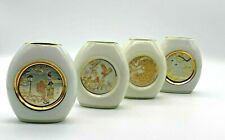 Vintage Chokin Vases Set of Four Porcelain 24Ct Gold Japan