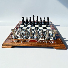 Luxury Chess Set Mosaic Inlay
