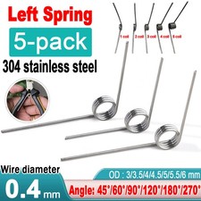 Torsion Spring (pack of 5), 0.4mm wire diameter, 3mm to 6mm OD, Stainless Steel