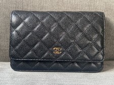 Chanel classic wallet on chain woc bag black caviar leather gold hardware 