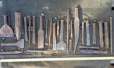 Vintage Stone Masons Chisels collection Early Tools carry case x 26
