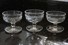 Set of 3 Antique heavy Cut Crystal Sundae dishes