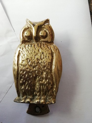 Aged brass owl door knocker - brass,