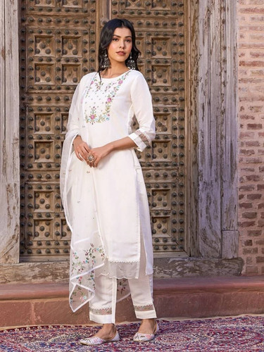 Viscose chanderi kurti set - viscose,