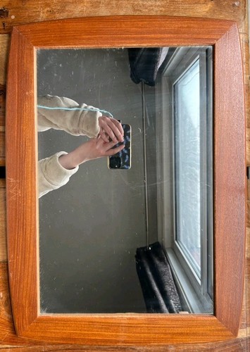 Vintage solid teak mirror - solid,