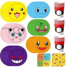 120 Pcs Pokemon Birthday Party Decorations Tableware Set Plates Cups Napkins