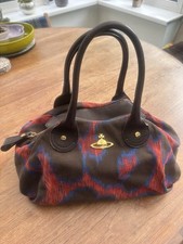 Vivienne Westwood Handbag Animal Leopard Print Brown Red Blue Gold Hardware