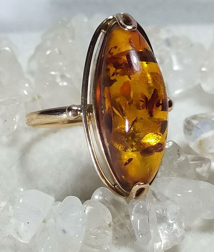Vintage soviet gold ring - soviet, amber
