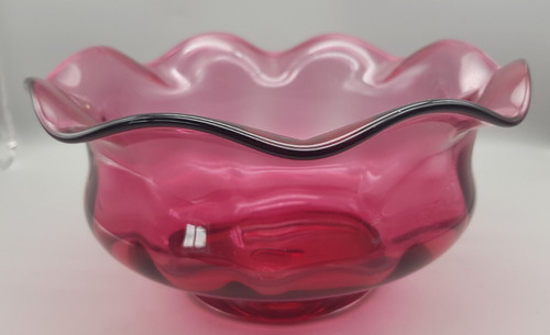 Vintage footed cranberry glass - footed,