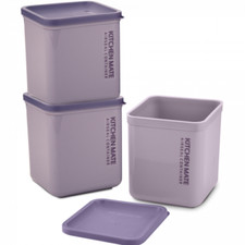 3pc Square Plastic Tea Coffee Sugar Kitchen Storage Airtight Canister Jars Pots