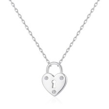 Silver plated heart padlock - silver,