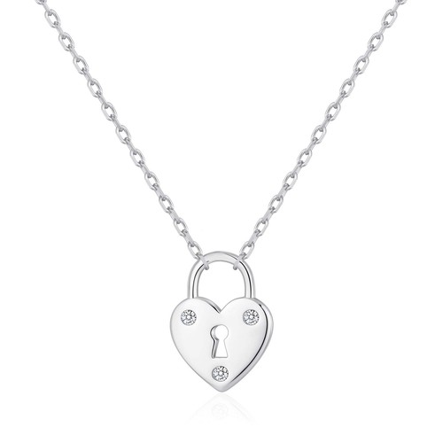 Silver plated heart padlock - heart,
