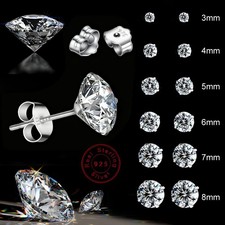 Real 925 Sterling Silver Cubic Zirconia Studs Earrings Men Ladies Women Kids UK