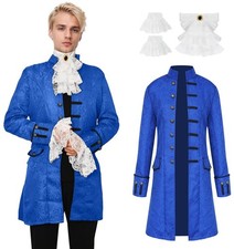 YORDET Men's Gothic Steampunk Coat Victorian Frock – Blue M Frock Coat Button