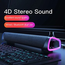 Wired/Bluetooth SoundBar Speakers Stereo Bass Subwoofer For PC Laptop Desktop UK
