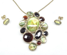 Virgin Vie Abstract Pendant Chain Neclace and Earrings in Gift Bags