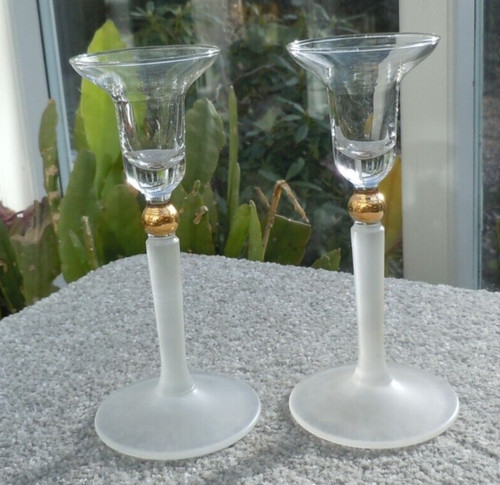 Pair glass candle tea light - pair,