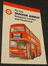 London Buses Bus Timetable. Airbus 1980s. TA