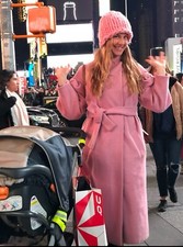 Topshop Pink Brushed Coat Size