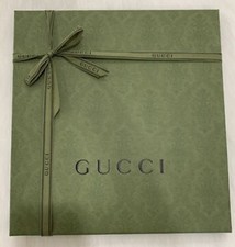 Authentic GUCCI Green Brocade Logo Gift Box with Ribbon - and gift card 