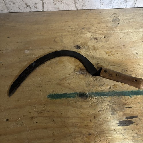 Vintage hand sickle - with, wood