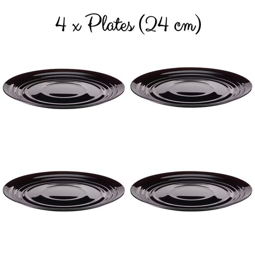 Black dinnerware bowl plates - black,