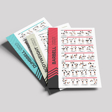 GYM WORKOUT POSTERS 8 PACK Exercises Dumbbell Kettle bell BARBELL TRAINING