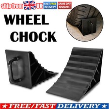 2pc Caravan Wheel Chocks Blocks with Handle Pair Black Vehicles Car Van Trailer