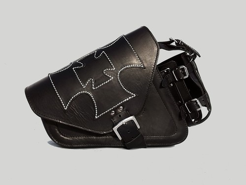Black leather maltese - leather, cross