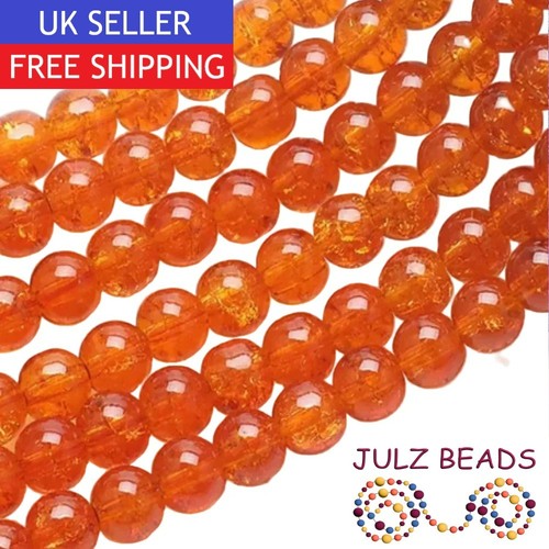 Orange crackle glass round - crackle,
