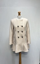 Women’s Zara Pea Coat M Medium Cream Double Breasted Peplum Jacket Button