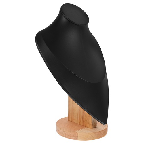 Black wooden necklace - black, display