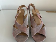 Lotus Silver Blush Sling Back Shoes Women Size 6 Wedding  Party Shoe 3”heel