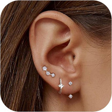 3 Pair Sterling Silver Stud