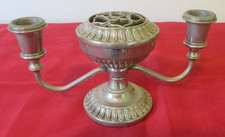 VINTAGE 2 ARMED SEBA  SILVER PLATE CANDELABRA +  CENTRAL FLOWER ARRANGERS FROG