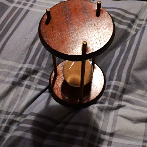 Wood glass metal hourglass - glass,