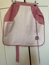 Waist Apron with Hand Embroidery - Red & White Gingham - 50 x 48cm apron size 