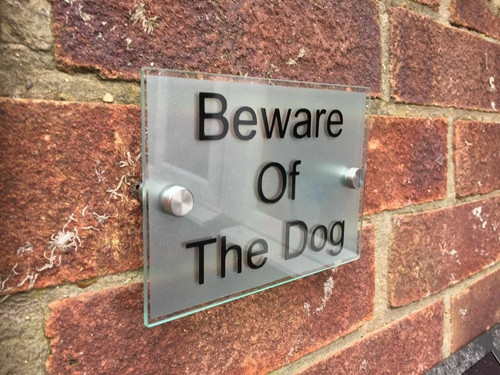 Beware the dog modern glass - of,