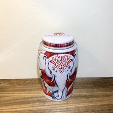 Williamson Tea Elephant Tea Caddy Empty Tin White And Red