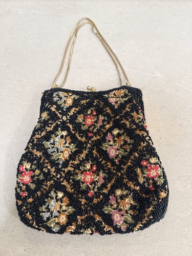 Vintage black beaded floral - vintage,