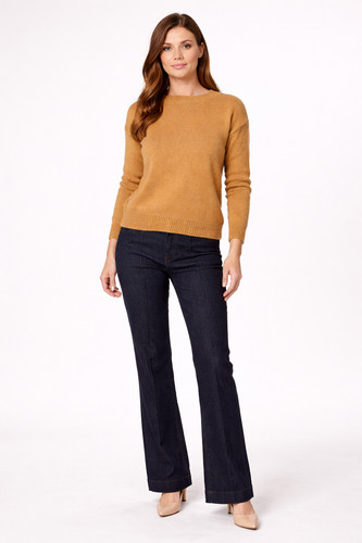 Women yellow knit jumper - yellow,