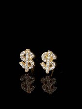 Gold Dollar Sign Stud Earrings