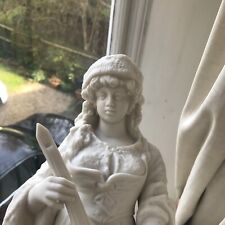 Antique parian porcelain figure musician by Robinson & Leadbeater Girl Lady old