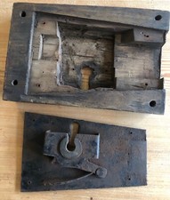 Antique wooden door lock - door,